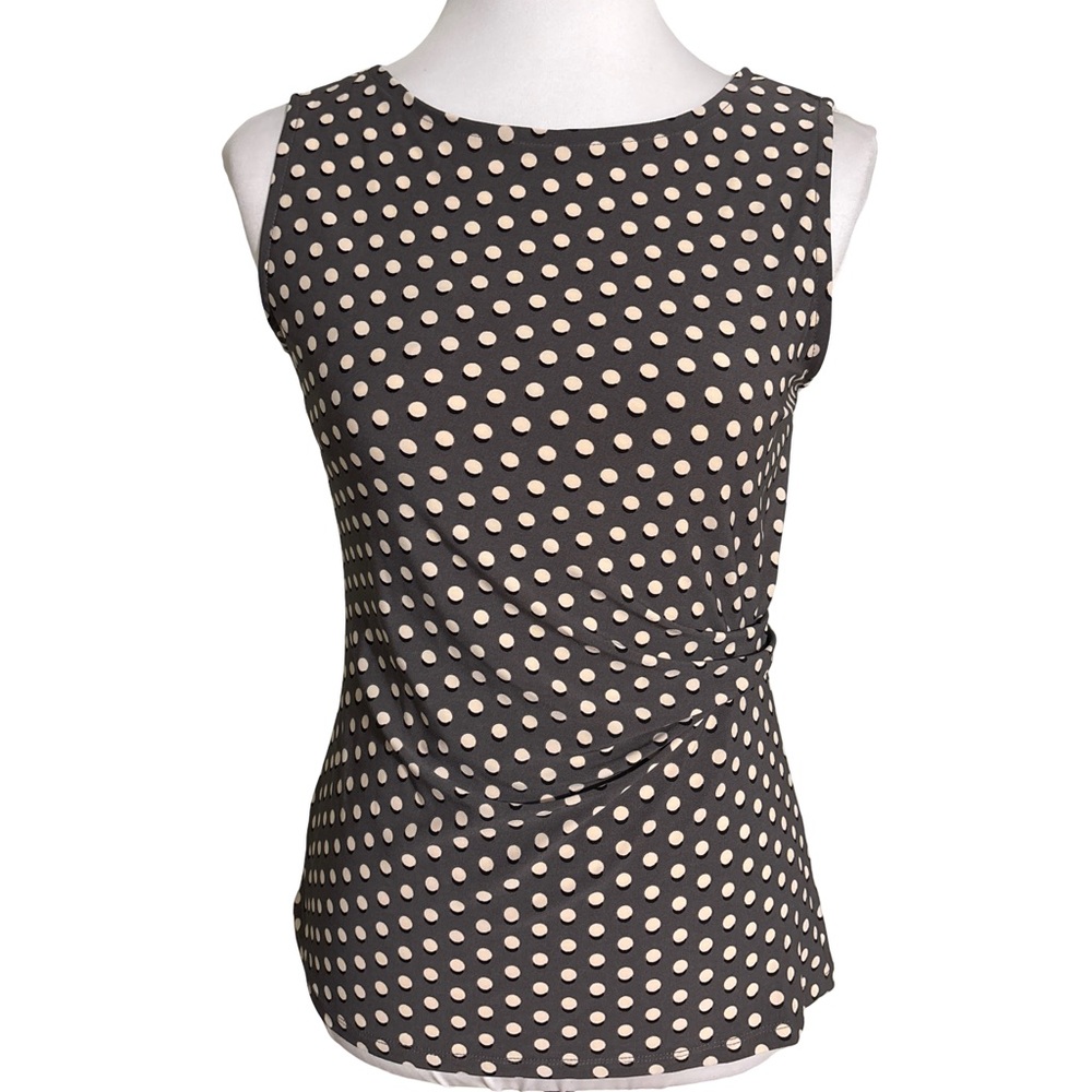 Premise Gray and Cream Dot Sleeveless Top
